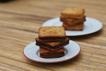 Delicious Chocolate Sandwich Crackers on a Wooden Table