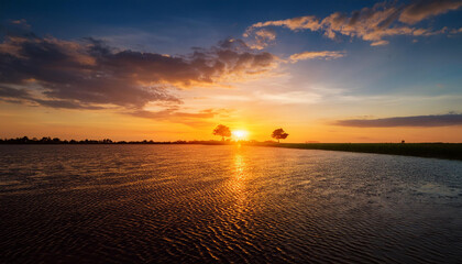 Obraz premium the sun sets in the evening and is beautiful is a complete thing