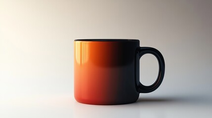 Elegant Black and Orange Mug Resting on a Pristine White Surface Evoking a Modern Stylish Vibe