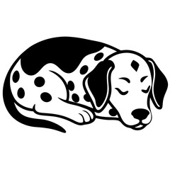 dalmatian dog black silhouette vector, dog sleeping vector, Simple silhouette Design vector icon with white background.