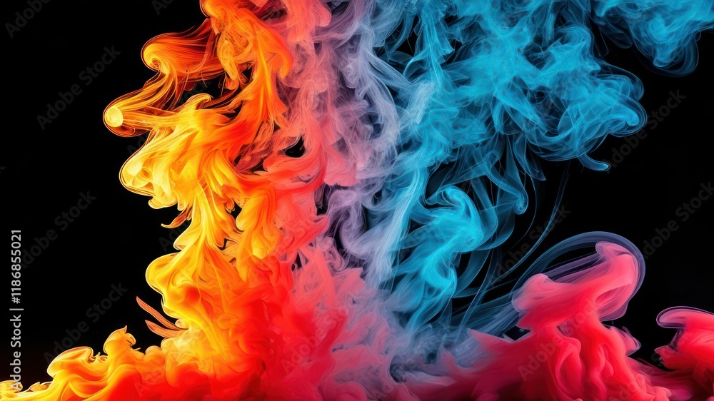 Aufkleber colorful smoke swirls create dynamic abstract patterns, ideal for backgrounds or artistic projects