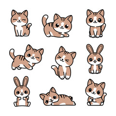 Fototapeta premium Sweet little cat icon and illustration