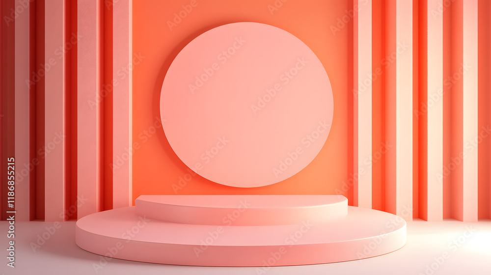 Poster empty 3d rendering promotion stage for product presentations. digital drawing mockup design.