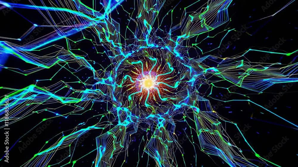 Leinwandbilder colorful abstract animation showcasing vibrant particle movement and dynamic energy lines