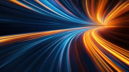 Abstract Light Trails Tunnel of Speed and Motion Blur Digital Art