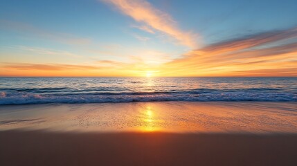 Obraz premium Stunning ocean sunrise with vivid colors reflecting on calm waters for a relaxing escape : Generative AI