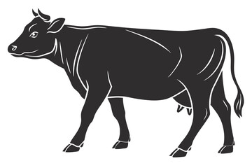 a silhouette (cow)with a white background