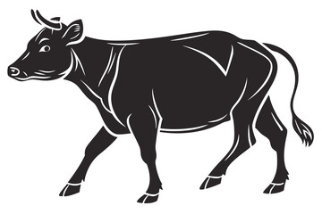 a silhouette (cow)with a white background