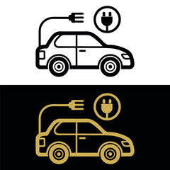 Charging for electric vehicles Logo Road sign template of electric vehicle Vector illustration of a minimalistic flat design