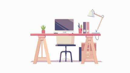 Fototapeta premium Empty Workplace Office Desk with Laptop on Table