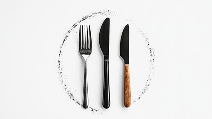 Fototapeta premium Elegant Dining Setting with Plate Cutlery Fork Knife on Table Ready for a Gourmet Culinary Experience