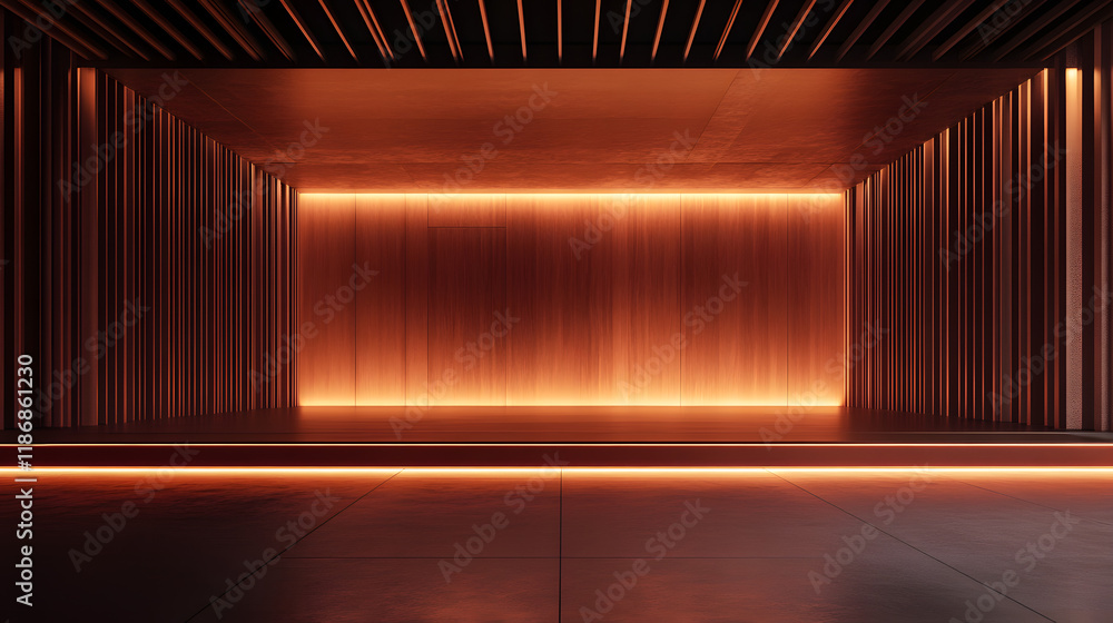 Poster empty 3d rendering promotion stage for product presentations. digital drawing mockup design.