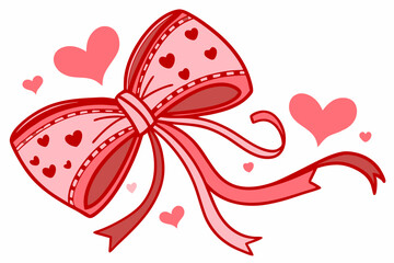 Valentine Set Skeleton Love Heart, Coquette Bow, Gothic Valentine & Romantic Ribbon Art