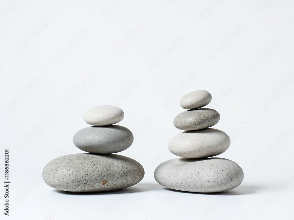 Poster a soul made of stones is isolated against a plain white background in a minimalist still life compos