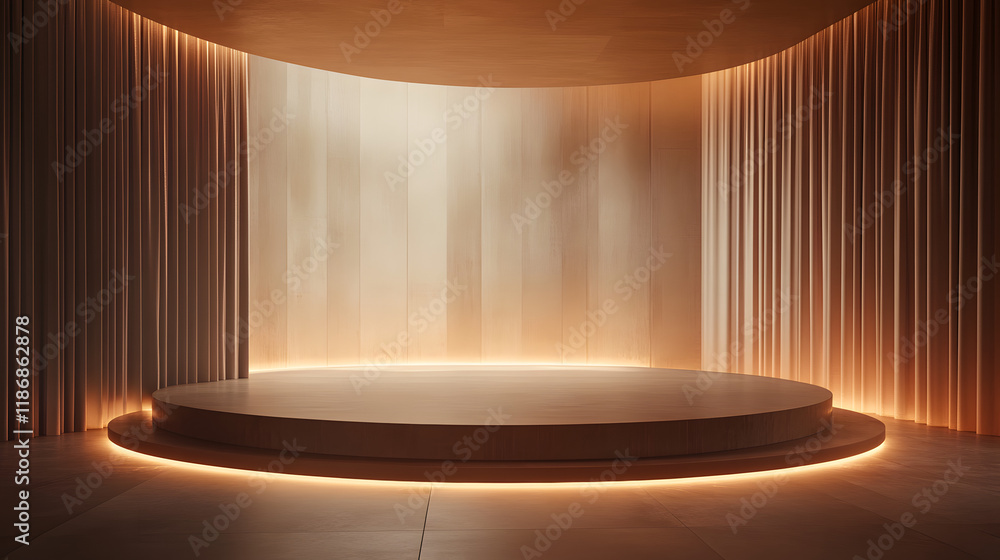 Poster empty 3d rendering promotion stage for product presentations. digital drawing mockup design.