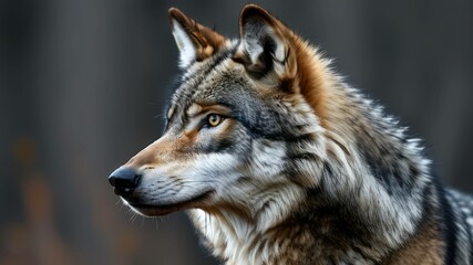 Fototapeta premium Profile of a majestic wolf displaying striking features, highlighting wildlife beauty and natural habitat