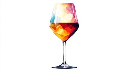 Vibrant Glass of Wine Set Against a Colorful Geometric Background Evoking Elegance and Joyous Celebration