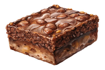 Delicious chocolate brownie, rich texture, topped with nuts, dessert photography, indulgent treat, sweet cravings.