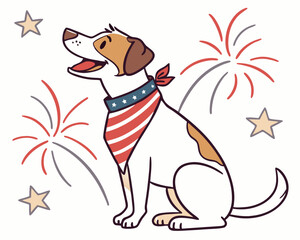 independence day 4th of july dog. Happy Independence Day Illustration - Patriotic Dog with USA Flag Theme.