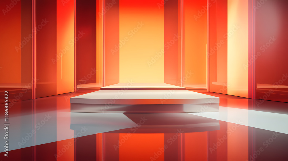 Poster empty 3d rendering promotion stage for product presentations. digital drawing mockup design.