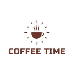 Simple coffee time flat logo illustration.