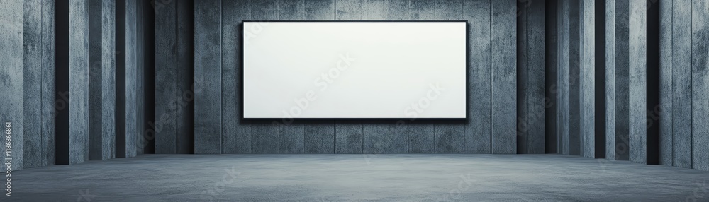 Aufkleber empty gallery with a blank wall canvas ready for artistic display and creative presentations.