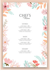 Menu Restaurant Special Event Chef Food Wedding Meal Vector Template