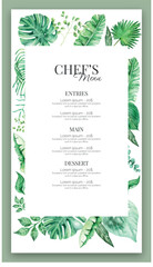 Menu Restaurant Special Event Chef Food Wedding Meal Vector Template