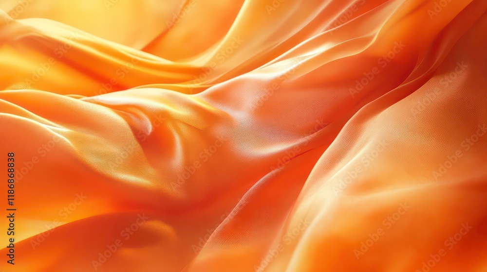 Aufkleber abstract image of flowing orange and yellow fabric with soft folds and waves.