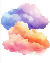 Watercolor background, pastel colors, clip art, white isolated background