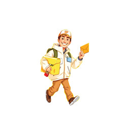 A smiling young delivery man Cartoon Vector Illustration isolated on a white background