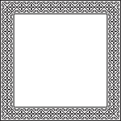 Vector black monochrome square classic renaissance ornament. Rectangle, european border, revival style frame