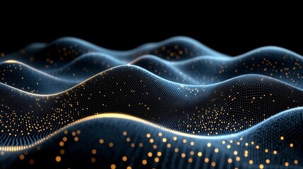 Abstract design of quantum physics, with particles suspended in a glowing field, surrounded by dynamic energy waves and light beams, representing quantum phenomena
