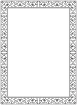 Vector black contour square classic renaissance ornament. Rectangle, european border, revival style frame