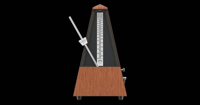 Front view of metronome in action - 3D animation seamlessly loopable isolated on transparent background
