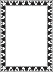 Vector black monochrome square Egyptian ornament. Rectangle, frame, ancient Egypt.Pattern of lotus flowers and sun. Template for stained glass