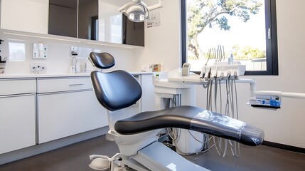 Modern Dental Clinic Room with Advanced Equipment and Comfortable Chair : Generative AI