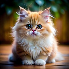 Obraz premium A cute persian cat sitting on colorful background
