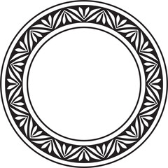 Vector black monochrome stencil round classic byzantine ornament. Circle, ring, border, Ancient Greece, Eastern Roman Empire frame. Decoration of the Russian Orthodox Church
