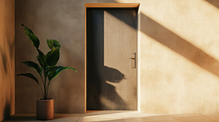 Architectural design stylish modern door for minimalist interiors with natural light aesthetic