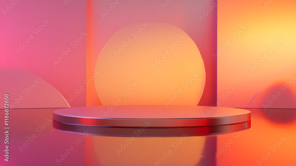 Poster empty 3d rendering promotion stage for product presentations. digital drawing mockup design.