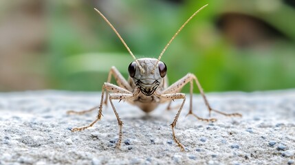 Fototapeta premium Detailed Closeup of a Cricket in Natural Habitat on Stone Surface : Generative AI