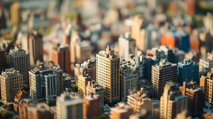 Obraz premium Detailed Miniature Cityscape with HighRise Buildings and Vibrant Urban Details : Generative AI