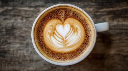 Heart Patterned Latte Art in a Warming Cup of Coffee : Generative AI
