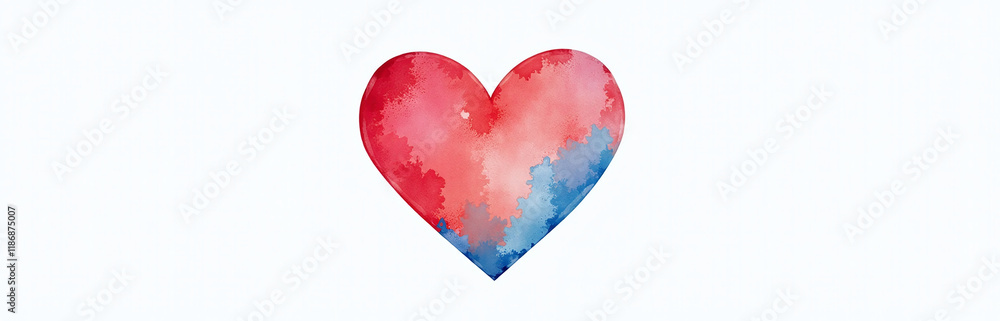 Poster A Small Colorful Watercolor Heart Is Isolated On A Plain White Background With No Additional Design Elements Nearby. 00003