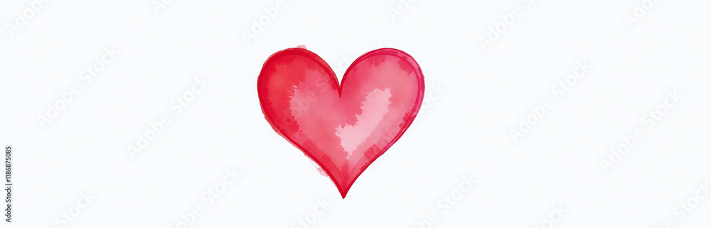 Poster A Small Colorful Watercolor Heart Is Isolated On A Plain White Background With No Additional Design Elements Nearby. 00001