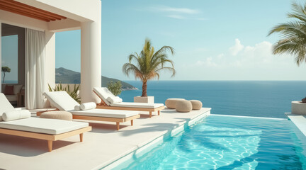 luxury poolside relaxation with ocean view