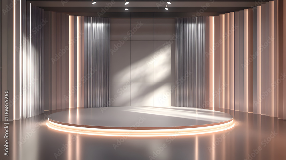 Poster empty 3d rendering promotion stage for product presentations. digital drawing mockup design.