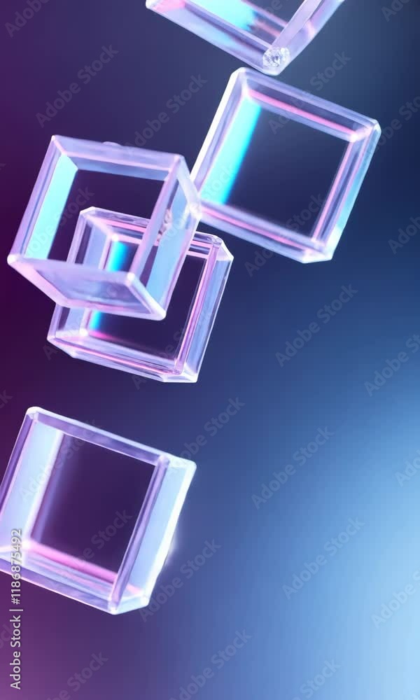 Poster a close up of three cubes of ice, one of which is slightly larger than the other two. the cubes are 
