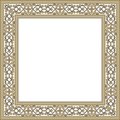 Vector gold with black square Turkish national ornament. Ottoman border, frame. Ethnic floral rectangle, Seljuk Turks pattern. Decoration of the Sultan's palaces